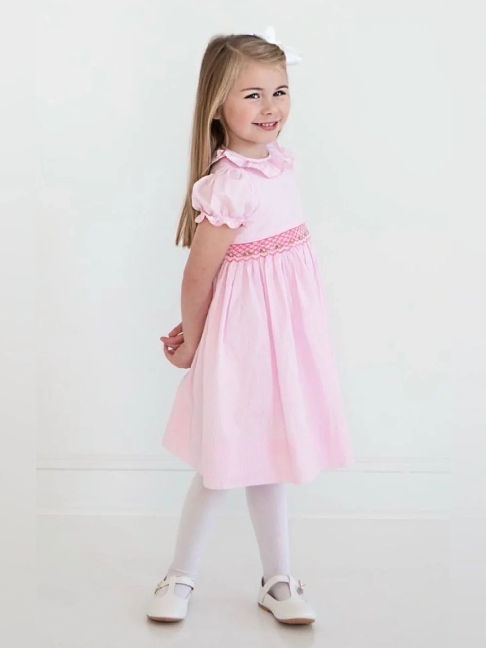 Vintage Smockingbird Pink Gingham Dress 5t hand smocked party dress
